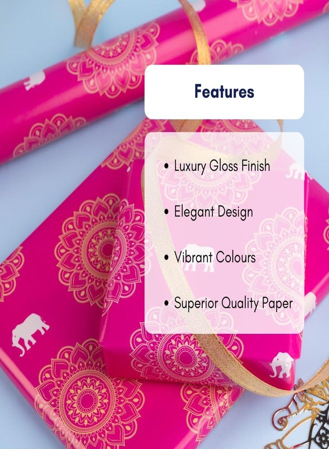 Be Stories The Royal Elegance Colorful Design Wrapping/Laminated Art Paper Sheet 100 Gsm For Gift Packing For All Occasions Like Birthday, Diwali, Chirtsmas, 28 Inches X 20 Inches Of 5-Sheets,Pink - Image 3